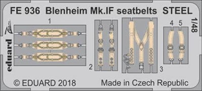 Eduard FE936 Blenheim Mk.IF seatbelts STEEL 1/48