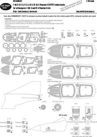 New Ware NWA-M0347 1/48 Mask for F-4 & RF-4 Phantom II EXPERT (HAS)