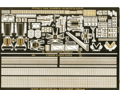 White Ensign Models PE 0762 WWI QUEEN ELIZABETH BATTLESHIPS *NO instructions..parts list only* 1/700