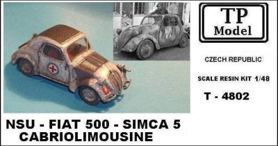 TP Model T-4802 NSU - Fiat 500 - Simca 5 (cabriolimousine) 1/48