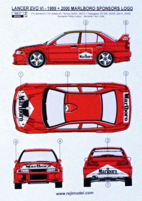 Reji Model 370 Lancer EVO VI 19999+2000 Marlboro Logo 1/24