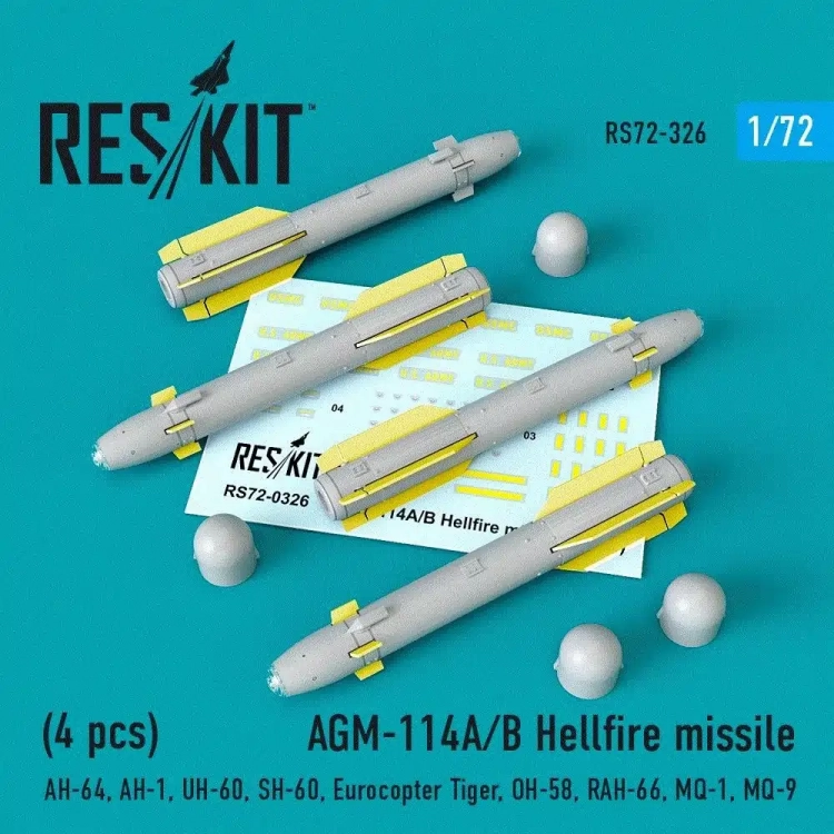 Reskit RS72-0326 AGM-114A/B Hellfire missile (4 pcs.) 1/72