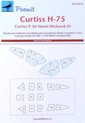 Peewit PW-M144013 1/144 Canopy mask Curtiss H-75 (MARK 1 MODEL)