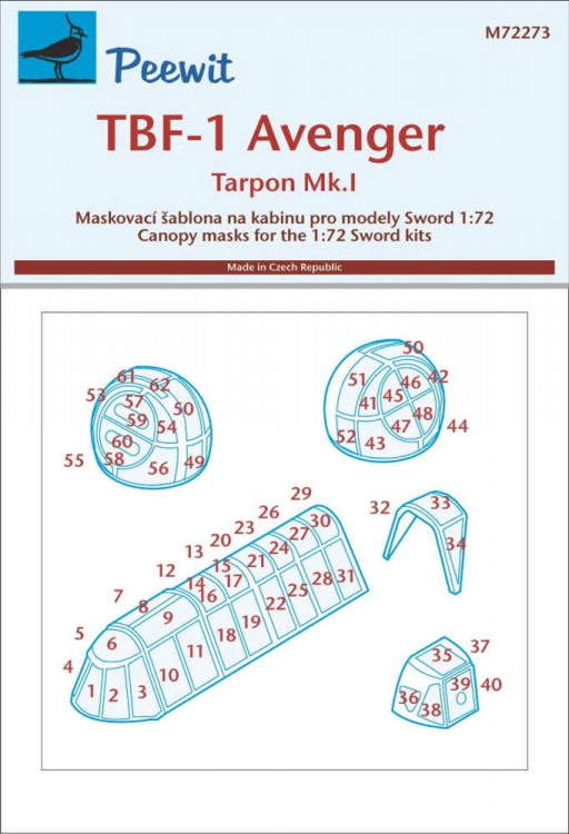 Peewit M72273 Canopy mask TBF-1 Avenger (SWORD) 1/72