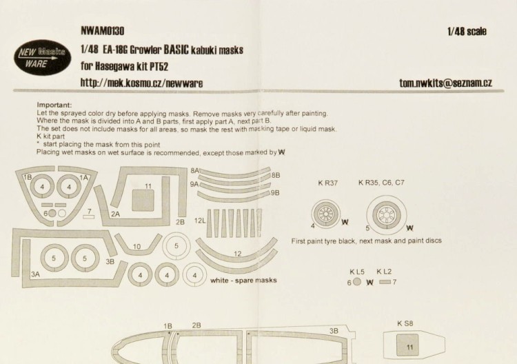 New Ware NWA-M0130 Mask EA-18G Growler BASIC (HAS PT52) 1/48