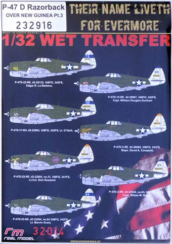 HGW 232916 Decals P-47 D Razorback Over New Guinea Pt.3 1/48