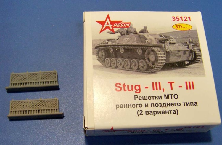 A-resin 35121	Pz III, StuG III Решетки МТО ранний и поздний типы (два варианта) 1/35