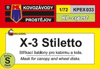 Kovozavody Prostejov EX033 Canopy&wheel mask X-3 Stiletto 1/72