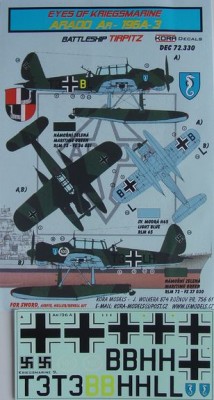 Kora Model DEC72330 Ar-196A-3 (TIRPITZ) декали декали 1/72