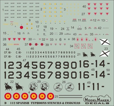 Model Maker Decals D48112 Spanish Typhoons stencils and insignias 1/48