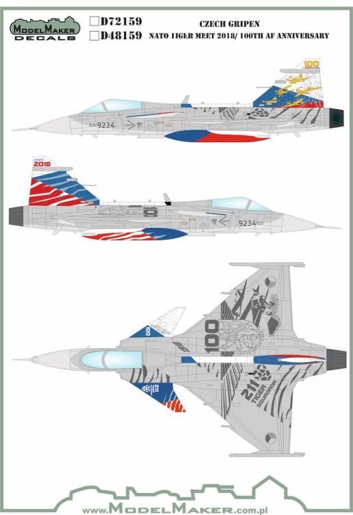Model Maker Decals D72159 Czech Gripen 100 Years of Aviation / NTM 2018 1/72