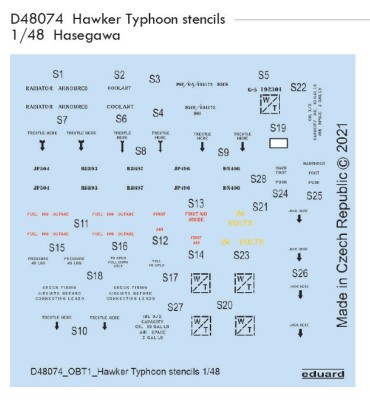 Eduard D48074 Hawker Typhoon stencils (HAS) декали 1:48