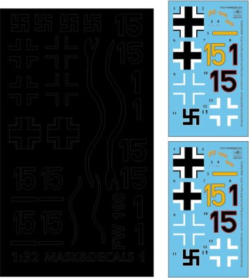 HAD M32001 Mask&amp;Decal Fw-190 A-8 / R2 (Luftwaffe) 1/32