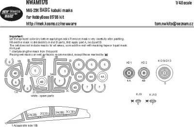 New Ware NWA-M1176 Mask MiG-29K BASIC (HOBBYB 81786) 1/48