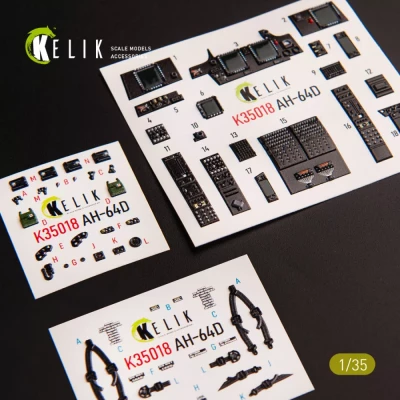 Reskit K35018 AH-64D Apache interior 3D decals (TAKOM) 1/35