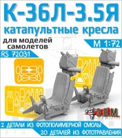 ЭВМ RS72031 Катапультные кресла К-36Л-3,5Я (2 шт) с подвесной из фототравления 1/72
