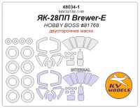 KV Models 48034-1 Як-28ПП Brewer-E (HOBBY BOSS #81768) - (Двусторонние маски) + маски на диски и колеса HOBBY BOSS RU 1/48