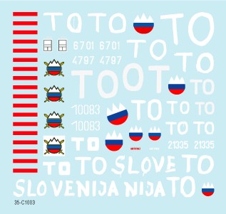 Star Decals 35-C1003 Slovenija #1. TO, 1991 Ten-Day-War. M36B2, T-55, M-84, BTR-50PK 1/35