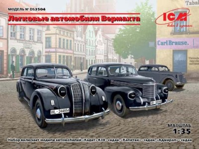 ICM DS3504 Легковые автомобили Вермахта (Kadett K38, Kapitan, Admiral) 1/35