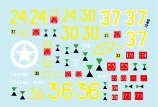 Star Decals STAR35890 British 33rd Armoured Brigade from Normandy to Holland. Sherman Hybrid, Firefly IC, Firefly VC and generics 1/35