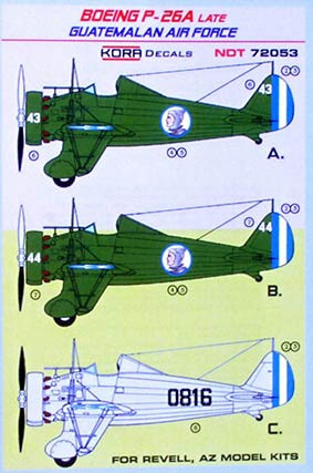 Kora Model NDT72053 Boeing P-26A Late Guatemalan A.F. декали декали 1/72