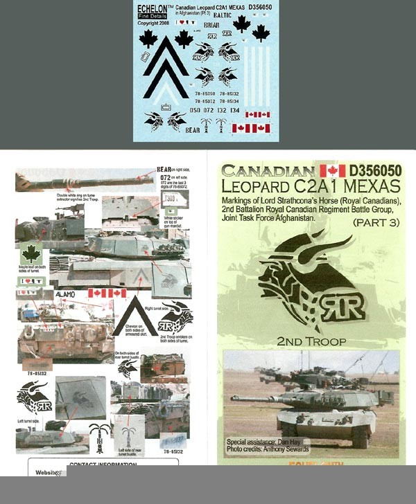Echelon FD D356050 Canadian Leopard MBT C2A1 MEXAS markings (Pt3) 1/35