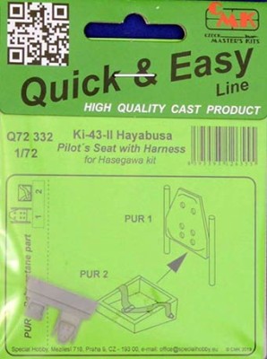 CMK Q72332 Ki-43-II Hayabusa Pilot's Seat with harness 1/72