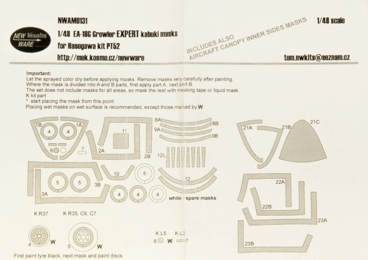 New Ware NWA-M0131 Mask EA-18G Growler EXPERT (HAS PT52) 1/48