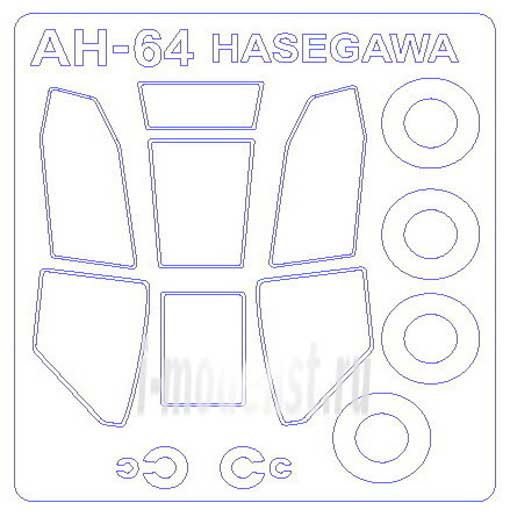 KV Models 72720 AH-64/AH-64A Apache (HASEGAWA #D6,#E6) + маски на диски и колеса Hasegawa 1/72