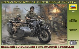 Звезда 3607 Немецкий мотоцикл БМВ Р-12 с коляской 1/35
