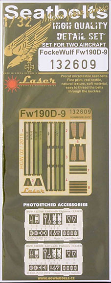 HGW 132609 Seatbelts FockeWulf Fw 190 D-9 (laser) 1/32
