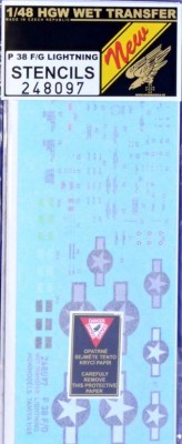 HGW 248097 STENCILS P-38 F/G Lightning 1/48
