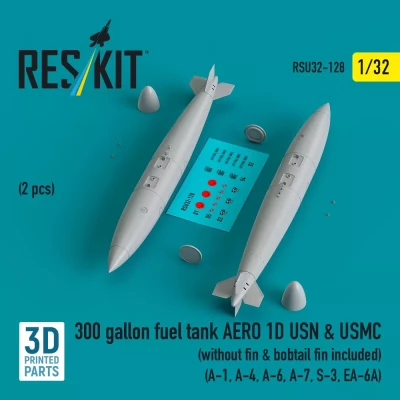 Reskit U32128 300 gallon fuel tank AERO 1D USN&amp;USMC (2 pcs) 1/32