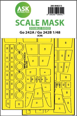 Art Scale 200-M48213 Gotha Go-242A / Go-242B wheels and canopy frame paint mask (inside and outside) 1/48