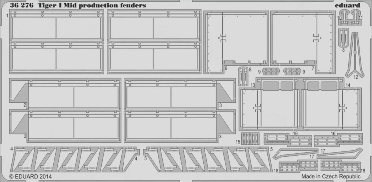 Eduard 36276 SET Tiger I Mid production fenders (DRAG 6700) 1/35