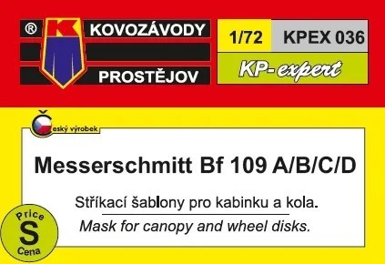 Kovozavody Prostejov EX036 Canopy&wheel mask Bf 109 A/B/C/D 1/72