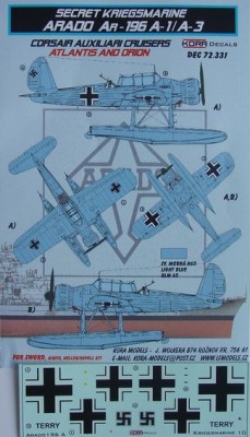 Kora Model DEC72331 Ar-196A-1/A-3 (ATLANTIS AND ORION) декали декали 1/72