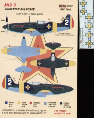 Kora Model DEC7246 MiG-3 (Romanian Air Force) декали декали 1/72