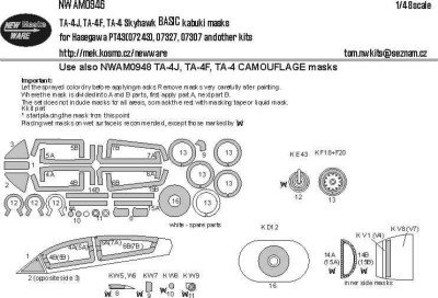New Ware NWA-M0946 Mask TA-4J, TA-4F, TA-4 Skyhawk BASIC (HAS) 1/48