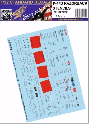 HGW 532070 Decals P-47D Razorback STENCILS (TRUMP) 1/32