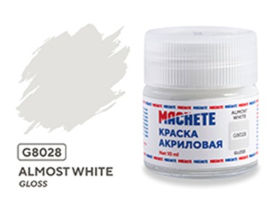 Machete G8028 Краска акриловая Almost white (Серо-белый, глянцевый) 10 мл.