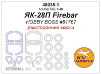 KV Models 48035-1 Як-28П Firebar (HOBBY BOSS #81767) - (Двусторонние маски) + маски на диски и колеса HOBBY BOSS RU 1/48