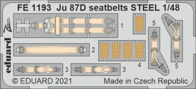 Eduard FE1193 Ju 87D seatbelts STEEL (HAS / H.2000) 1/48
