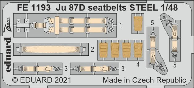 Eduard FE1193 Ju 87D seatbelts STEEL (HAS / H.2000) 1/48