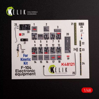 Reskit K48121 F-104 series Electric.Equipment int.3D (KIN) 1/48