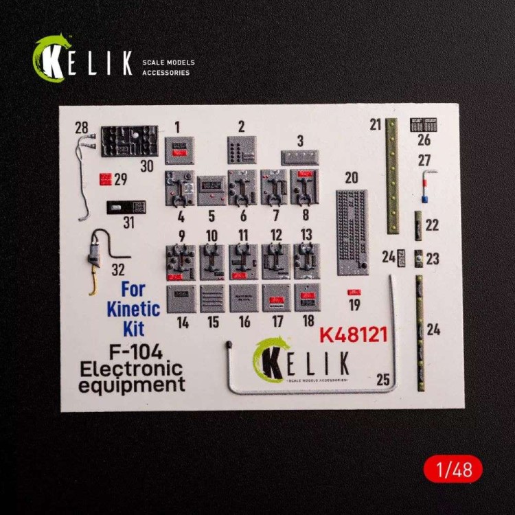 Reskit K48121 F-104 series Electric.Equipment int.3D (KIN) 1/48