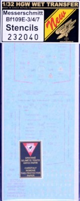 HGW 232040 Decals Bf 109E-3/4/7 Stencils 1/32
