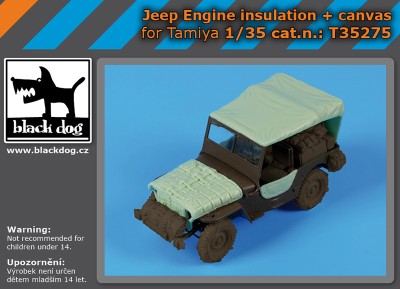 Black Dog T35275 Jeep engine insulation + canvas (designed to be used with Tamiya kits) 1/35