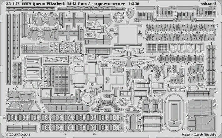 Eduard 53147 SET HMS Queen Elizabeth 1943 superstructure 1/350