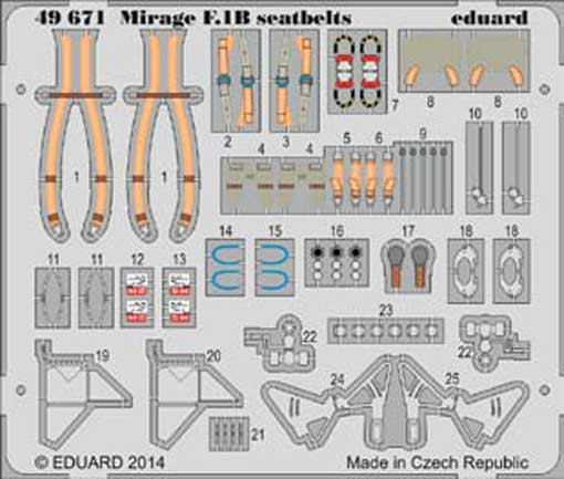 Eduard 49671 Mirage F.1B seatbelts